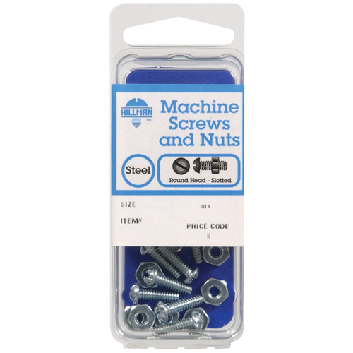 Machine Screws No. 1/4-20 X 2-1/2" L Slotted Round Head Zinc-Plated Steel Zinc-Plated