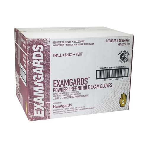 EXAMGARDS 304340271 Examgards Powder Free Non-Sterile Exam Small Blue Nitrile Glove, 100 Each