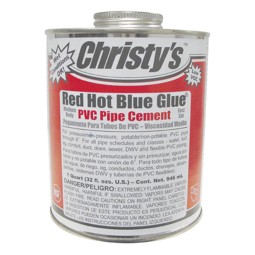 Cement Christy's Red Hot Blue Glue Blue For PVC 32 oz Blue