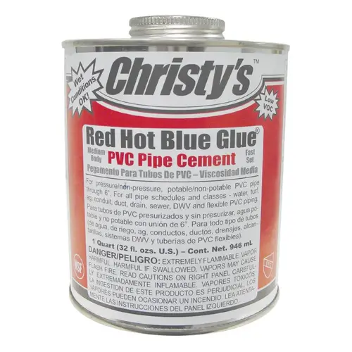 Christy's 505201 Cement Christy's Red Hot Blue Glue Blue For PVC 32 oz Blue