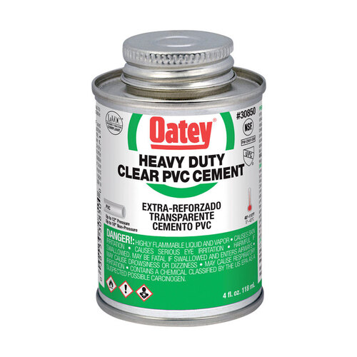 Oatey 30850 Cement Heavy Duty Clear For PVC 4 oz Clear