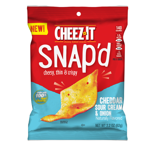 Cheez-It 024100114627 Chips Snap'd Cheddar Sour Cream and Onion 2.2 oz Bagged