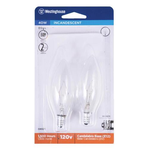 Westinghouse 04023 Incandescent Bulb 40 W Torpedo B9.5 Decorative E12 (Candelabra) Soft White Clear