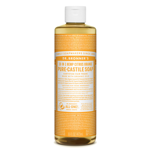 Dr. Bronner's OLCT16 Pure-Castile Liquid Soap Organic Citrus Orange Scent 16 oz