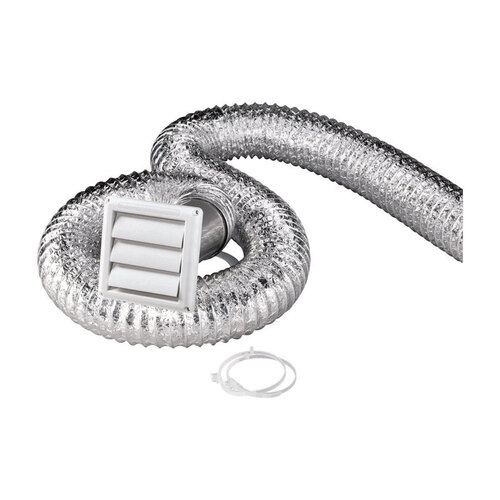 Dryer Vent Kit Supurr-Flex 96" L X 4" D Silver/White Aluminum Silver/White