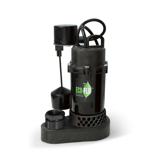 ECO-FLO SPP33V Sump Pump 1/3 HP 3600 gph Thermoplastic Vertical Float Switch AC Submersible