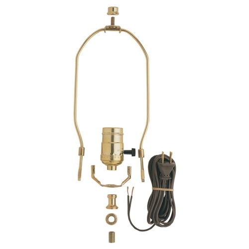 Lamp Kit, Metal, Brass, For: Standard Base 150 W Bulb