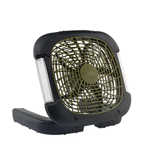 O2Cool FD10018L Portable Camping Fan With Lights 12.01" H X 10" D 2 speed Black