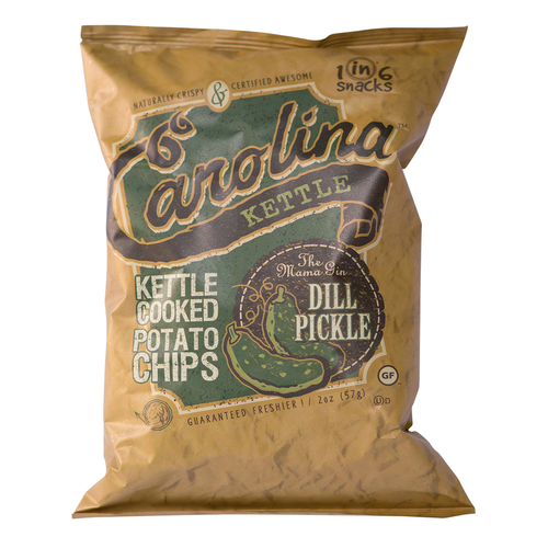 1" 6 Snacks 10604 Potato Chips Carolina Dill Pickle 2 oz Bagged