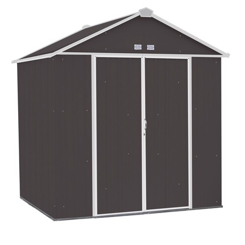 Storage Shed Ezee 8 ft. x 7 ft. Metal Vertical Peak without Floor Kit Charcoal