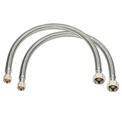 Faucet Supply Line 3/8" Compression X 1/2" D FIP 16" Braided Stainless Steel