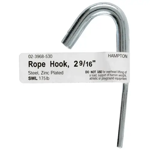 Rope Binding Hook Small Zinc-Plated Silver Steel 2.5625" L 175 lb Zinc-Plated - pack of 10