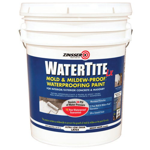 Waterproofing Paint WaterTite-LX White Water-Based Styrene Acrylic Copolymer 5 gal White