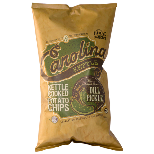 1" 6 Snacks 10634 Potato Chips Carolina Dill Pickle 5 oz Bagged