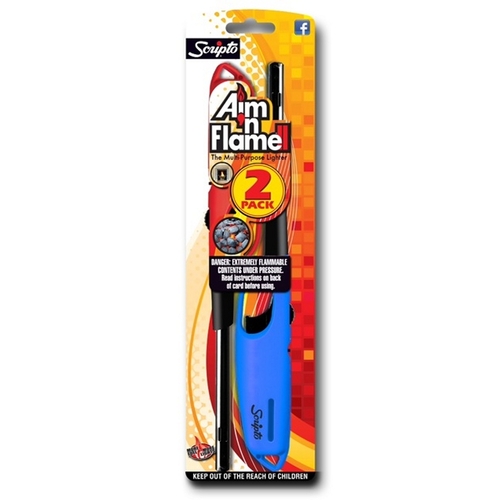 Scripto BGM910-2/8CD Utility Lighter Aim'nFlame Torch Flame Assorted