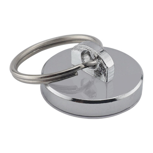 Round Magnet with Ring 1-1/8" L X 0.25" W Silver Neodymium 35 lb. pull Silver