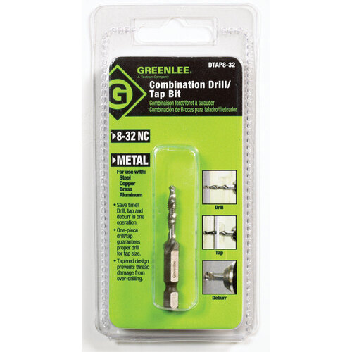 Greenlee 2137180 Drill and Tap Bit High Speed Steel 8-32NC