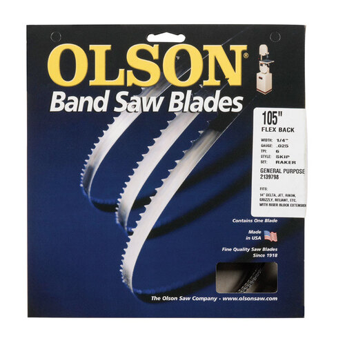 Olson 2139798 Band Saw Blade 105" L x 0.25" W x 0.025" thick Carbon Steel Skip Teeth 6 TPI
