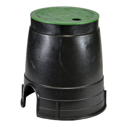 Valve Box with Overlapping Cover Econo 8.5" W X 8.5" H Round Black/Green Black/Green
