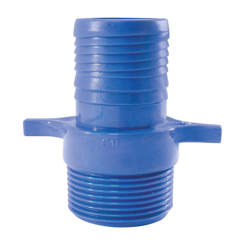 Male Adapter Blue Twister 1-1/4" Insert in to X 1-1/4" D MPT Acetal