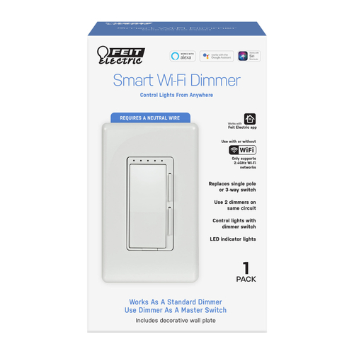 Feit Electric DIM/WIFI Dimmer Switch White 150 W Smart White