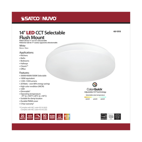 LED Ceiling Light Fixture Nuvo 15.75" H X 3.74" W X 15.75" L White White