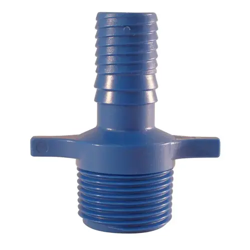 Irrigation Hose Adapter Blue Twister 3/4" MPT in to X 1" D Insert Polypropylene