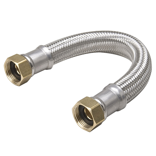 BK Products 496-220 Water Heater Supply Connector ProLine 3/4" FIP Sizes X 3/4" D FIP 12" Braided Stainless Steel Water Heater Su