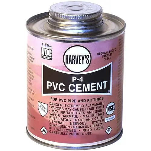 Solvent Cement, 16 oz Can, Liquid, Clear