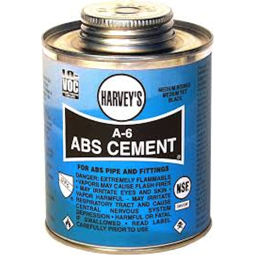 A-6 Series Solvent Cement, Opaque Liquid, Black, 8 oz Can