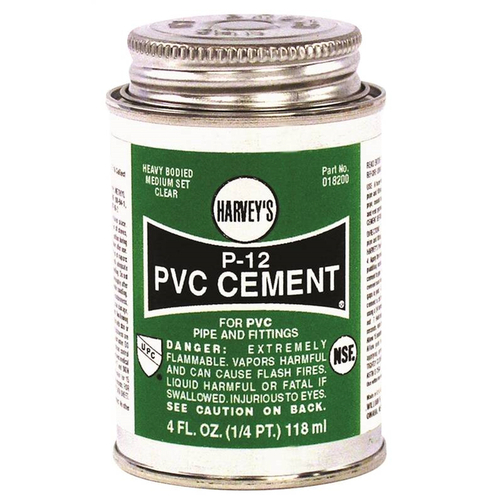 Solvent Cement, 4 oz Can, Liquid, Clear