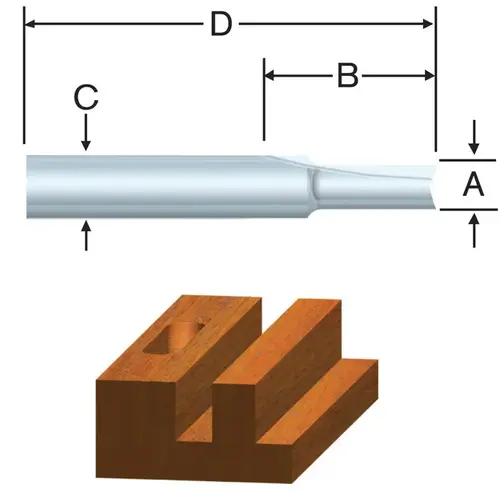 Router Bit 1/2" D X 1/2" Dia. x 1-1/4" R X 1-1/4" L Carbide Tipped 2-Flute Straig