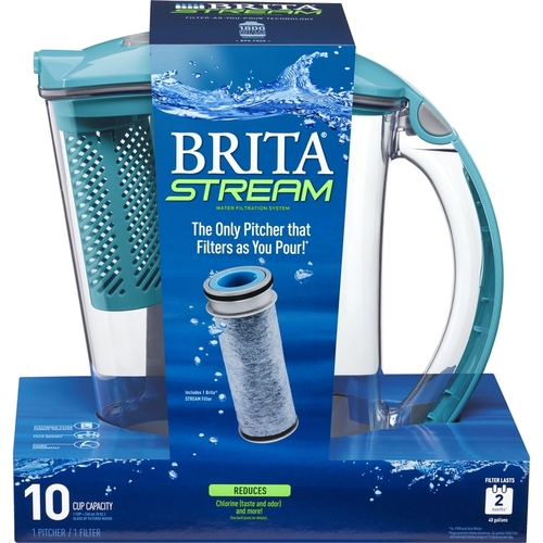 Water Pitcher Stream 10 cups Blue Blue