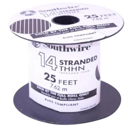 Southwire 22955985 Building Wire 25 ft. 14 Stranded THHN Black