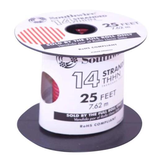 Southwire 22957585 Building Wire 25 ft. 14 Stranded THHN Red