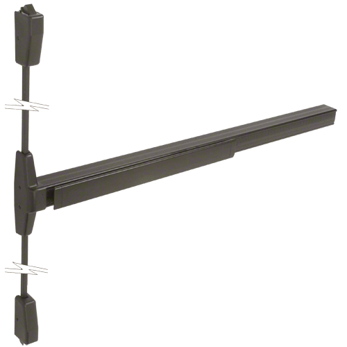 Von Duprin 3327AE04313 Surface Mounted Vertical Rod Panic Exit Device with Grooved Case Dark Bronze Finish 48" x 84" Exit Only