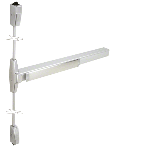 Surface Mounted Vertical Rod Panic Exit Device with Grooved Case Satin Chrome Finish 36" x 84" Exit Only