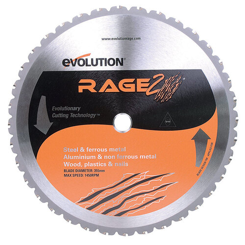Evolution RAGE355 Circular Saw Blade 14" D X 1" Rage 2 Carbide Tipped Steel 36 teeth