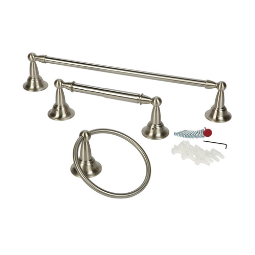 Sage Kit Paper Holder, Towel Ring, and Towel Bar Brushed Nickel Finish