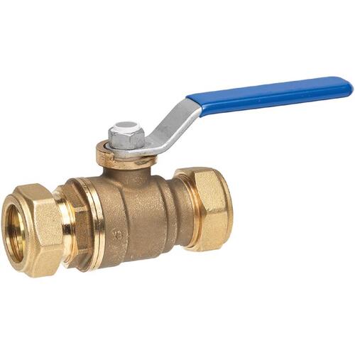 Ball Valve, 3/4 in Connection, Compression, 200 psi Pressure, Manual Actuator, Brass Body Chrome