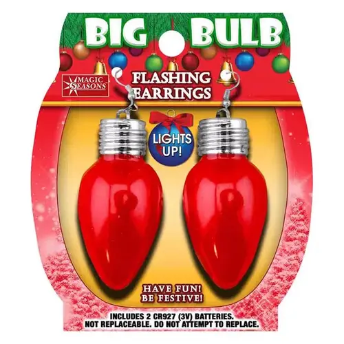 Big Bulb Flashing Earrings Christmas Plastic Multicolored