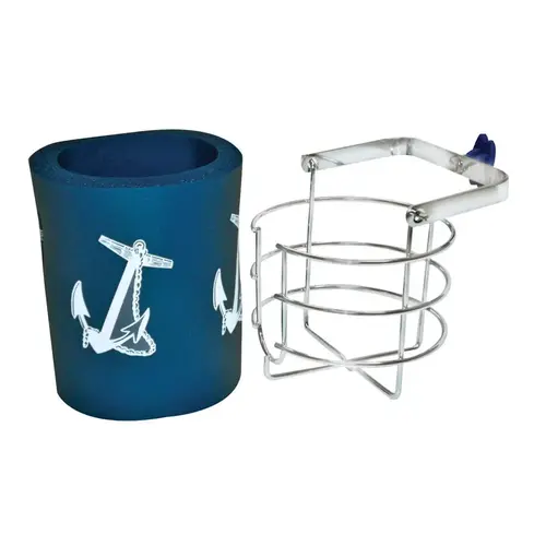 Seachoice 79471 Drink Holder Chrome Plated Brass Blue/Silver