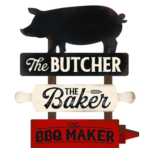 Pig Sign Butcher Baker BBQ Maker BBQ MDF