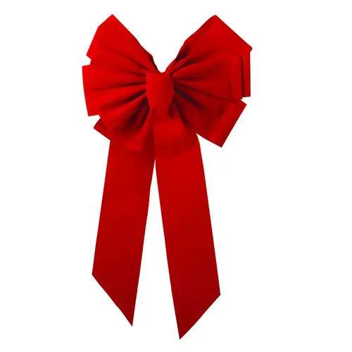 11-Loop 14 In. W. x 28 In. L. Red Velvet Christmas Bow