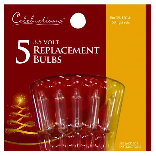 Christmas Light Bulbs Incandescent Clear/Warm White 5 ct Replacement