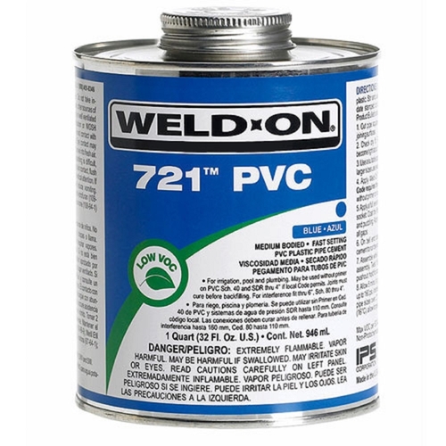 Weld-On 10162 Solvent Cement 721 Blue For PVC 16 oz Blue