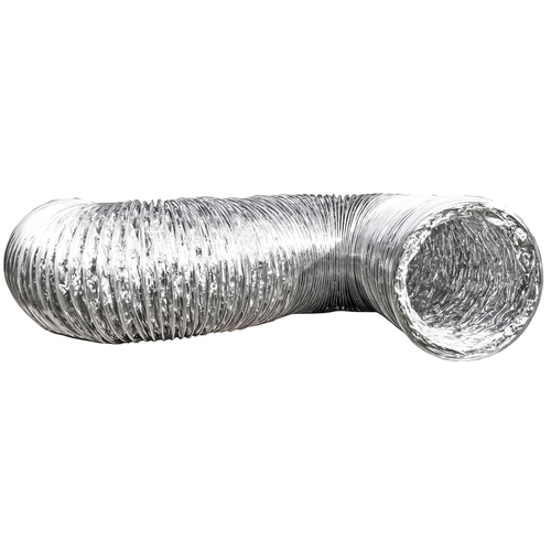 Flexible Dryer Transition Duct, 8 ft L, Aluminum/Polyester, Silver