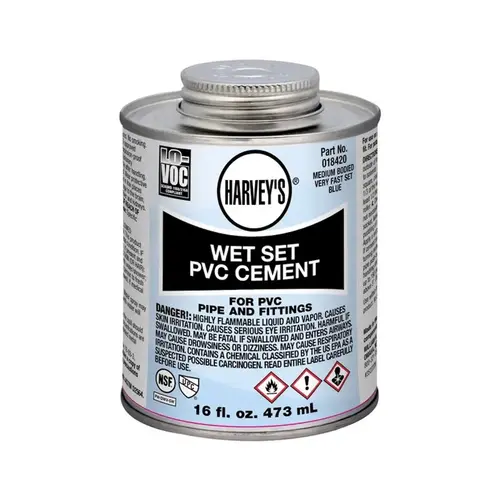 Solvent Cement, 32 oz Can, Liquid, Blue