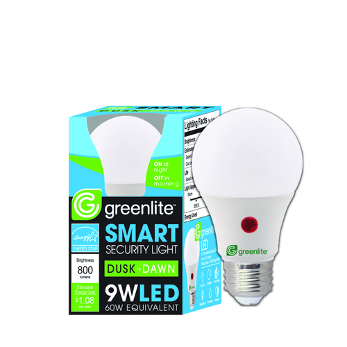 Greenlite 9W/LED/OMNI/DD LED Dusk to Dawn Bulb A19 E26 (Medium) Bright White 60 W White