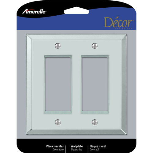 Wall Plate Decora Mirror Clear 2 gang Acrylic Rocker Mirror